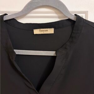 Timeson Black V-Neck Blouse